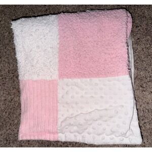 Baby‎ Essentials Patchwork Baby Blanket Pink White Stripes Minky Dot Lovey